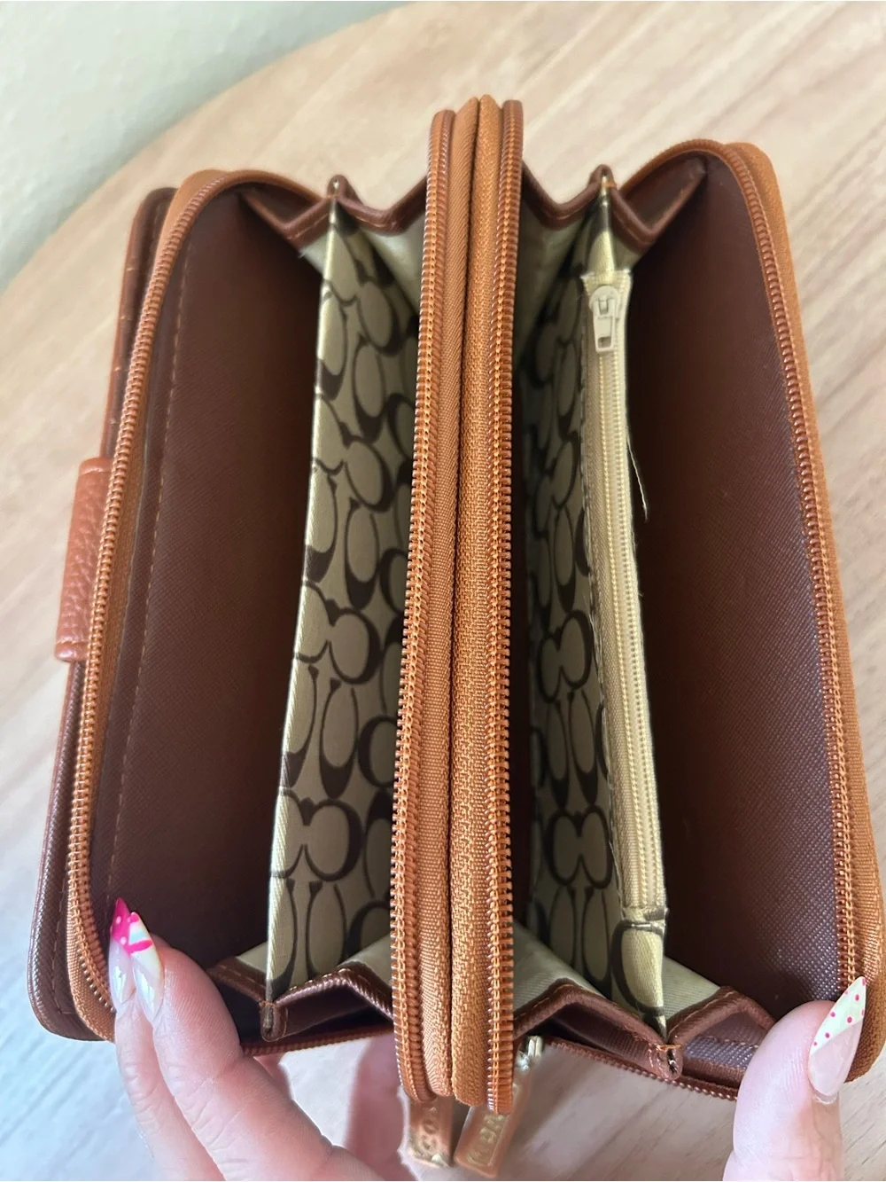 Coach Pebbled Leather Wallet — Chestnut
